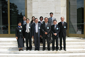 Assistant Commissioner for Labour (Employees' Rights and Benefits) Mr. Stanley NG Ka-kwong (front row, third from right), and members of the tripartite team at the 96th Session of the International Labour Conference in Geneva, Switzerland.