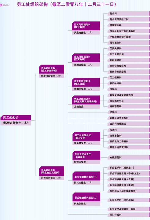 劳工处组织架构（截至二零零八年十二月三十一日）