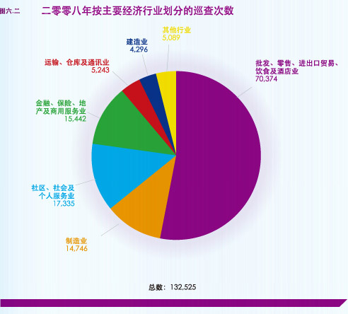 二零零八年按主要经济行业划分的巡查次数