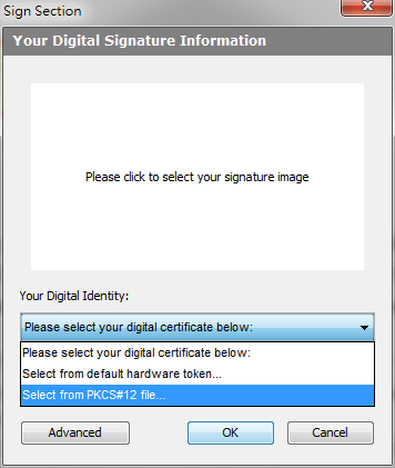 "Sign Section" Dialog Box