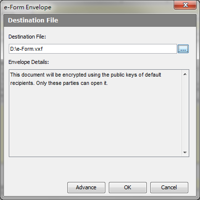 "e-Form Envelope" Dialog Box