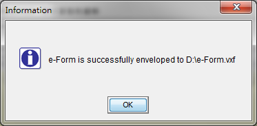 Dialog Box showing the encrypted E-Form is saved successfully