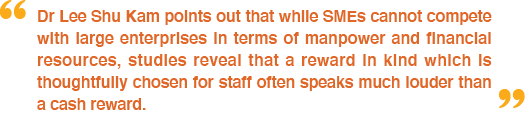 Dr Lee Shu Kam points out that while SMEs cannot compete with large enterprises in terms of manpower and financial re   