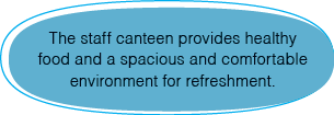 The staff canteen provides healthy food and a spacious and comfortable environment for refreshment