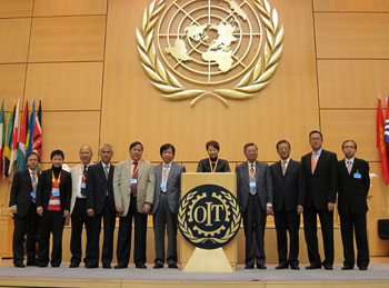 Members of the tripartite team at the 99th Session of the International Labour Conference in Geneva, Switzerland